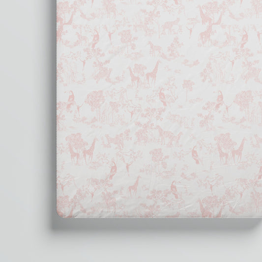 Crib Sheet in Pink Safari Toile